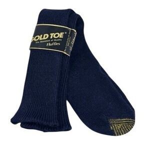 Vtg Gold Toe Fluffies Socks Navy Blue Mens Shoe Size 6.5-12 Made in USA 520S